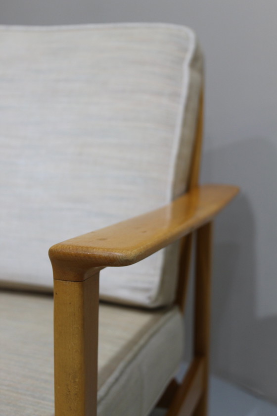 Image 1 of Vintage Fauteuil, Easy Chair - Licht Bruin, Crème, Jaren '60