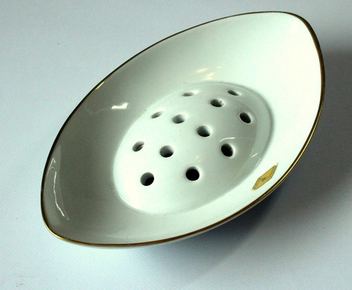 Ikebana Schaal - Insteekvaas - Porselein wit-goud - Gerold/Bavaria - Vintage