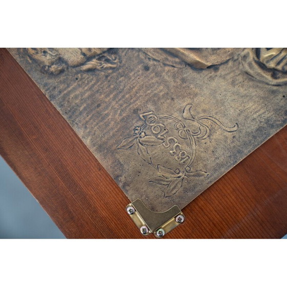 Image 1 of Vintage bronzen en houten sculptuur voorstellende Giosuè Carducci, Italië 1835