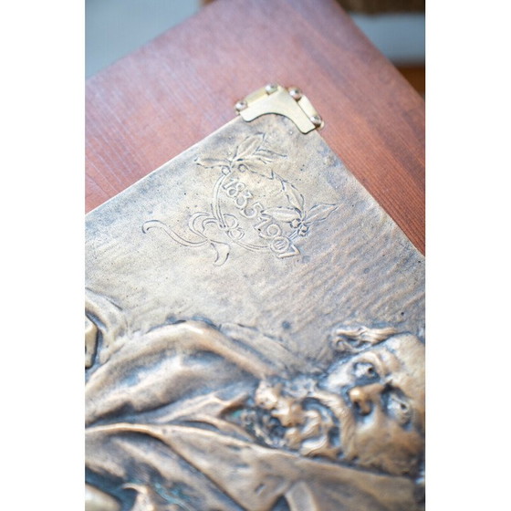 Image 1 of Vintage bronzen en houten sculptuur voorstellende Giosuè Carducci, Italië 1835