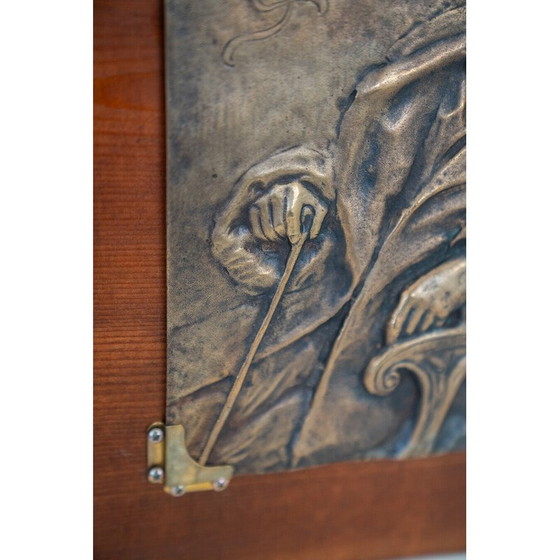 Image 1 of Vintage bronzen en houten sculptuur voorstellende Giosuè Carducci, Italië 1835