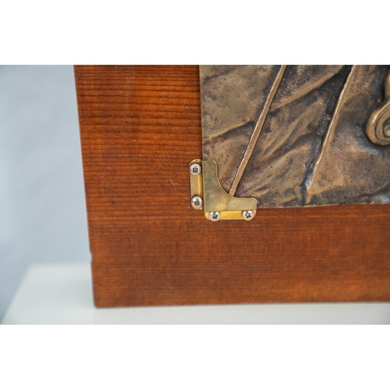 Image 1 of Vintage bronzen en houten sculptuur voorstellende Giosuè Carducci, Italië 1835