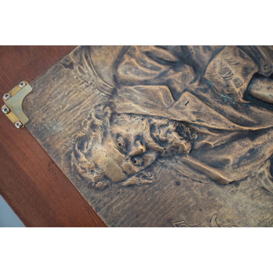 Image 1 of Vintage bronzen en houten sculptuur voorstellende Giosuè Carducci, Italië 1835