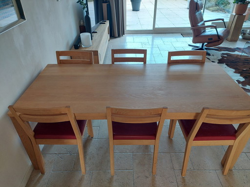 De La Espada, 6  Stoelen En Massief Eikenhouten Tafel