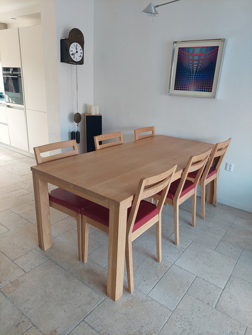 De La Espada, 6  Stoelen En Massief Eikenhouten Tafel