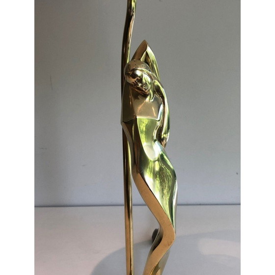 Image 1 of Vintage messing lamp met een gestileerde vrouw, 1970