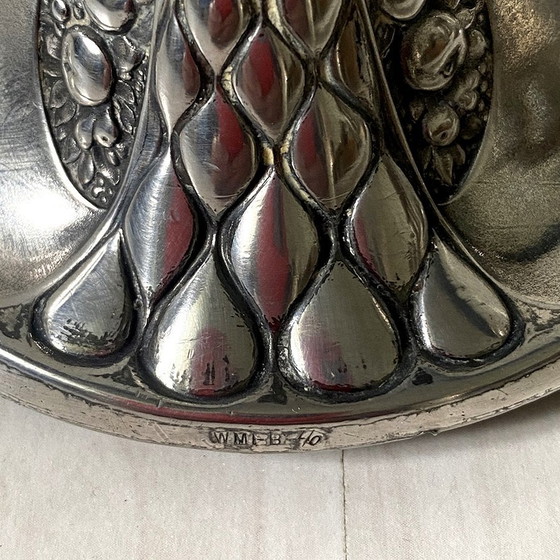 Image 1 of Paar Art Nouveau zilveren metalen kandelaars Wmf N°325