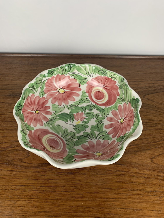 Image 1 of Vintage keramische saladekom met bloempatroon