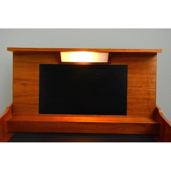 Image 1 of Vintage secretaire van teakhout en leer, Denemarken 1960