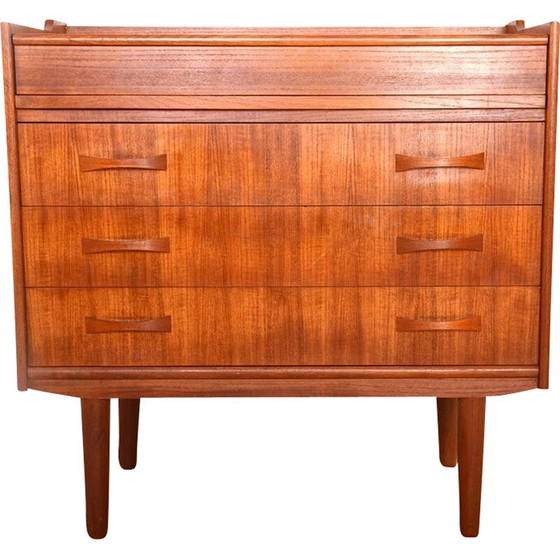 Image 1 of Vintage secretaire van teakhout en leer, Denemarken 1960