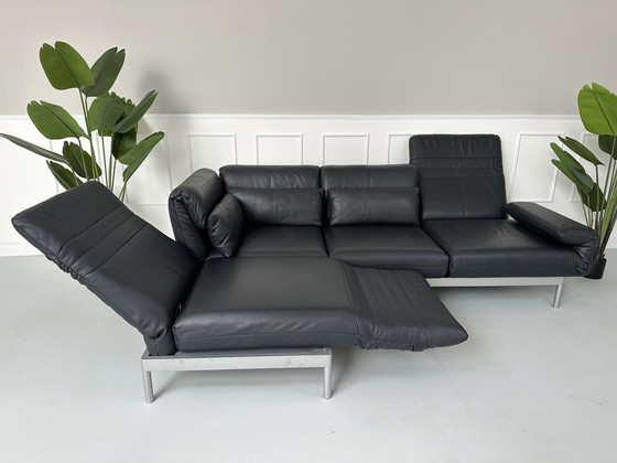 Image 1 of Rolf Benz Plura Leer Blauw Designer Sofa Relaxfunctie