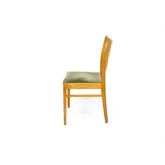 Image 1 of Vintage eikenhouten en fluwelen stoel, Zweden 1950