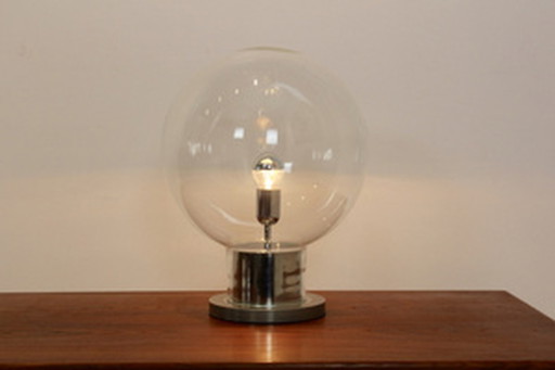 Vintage amsterdam xl globe tafel lamp chroom en glas