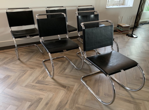 Set van 6 sledestoelen S533 L van Mies Van Der Rohe voor Thonet