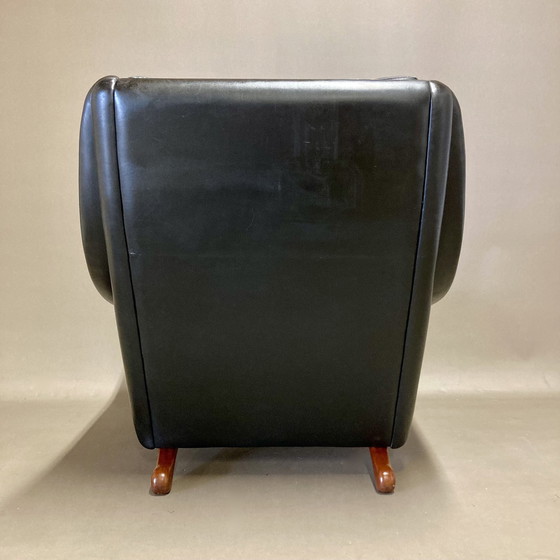 Image 1 of Scandinavisch Design Fauteuil Aage Christiansen Zwart Leer 1950.