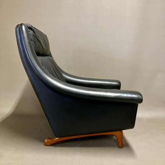 Image 1 of Scandinavisch Design Fauteuil Aage Christiansen Zwart Leer 1950.