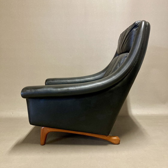 Image 1 of Scandinavisch Design Fauteuil Aage Christiansen Zwart Leer 1950.