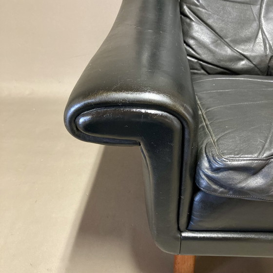 Image 1 of Scandinavisch Design Fauteuil Aage Christiansen Zwart Leer 1950.