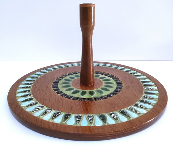 Image 1 of Vintage Geëmailleerd Houten Kaasplateau