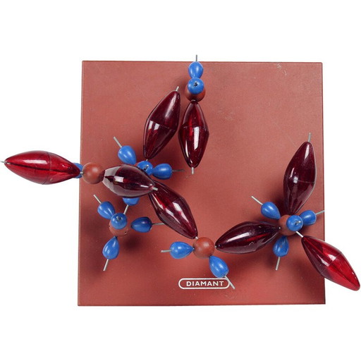 Vintage diamanten plastic schoolmodel, Tsjecho-Slowakije 1960