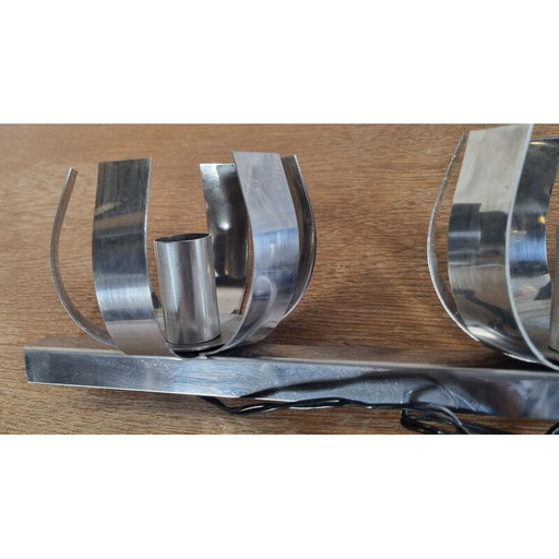 Vintage "Fleur de lumière" wandlamp in verchroomd aluminium van Jacqueline Trocmé voor Oxar, 1970