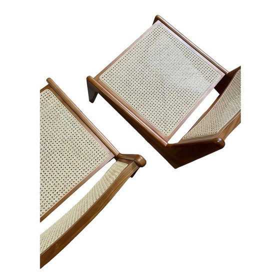 Image 1 of Paar vintage fauteuils in rotan en teak, 1950