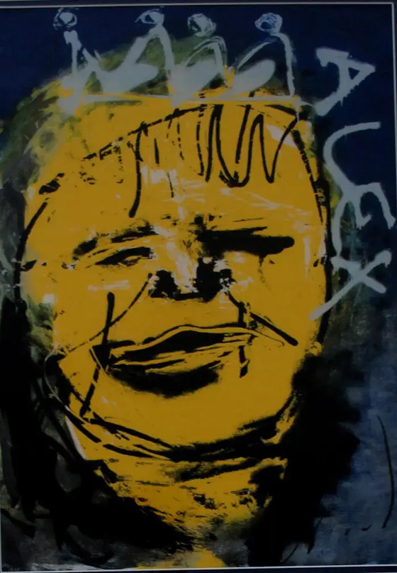 Image 1 of Herman Brood - Ingelijste zeefdruk: Alex (Groot werk!)