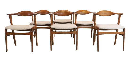 Image 1 of 6x Erik Kirkegaard voor Hong stolefabrik model 49 stoelen vintage