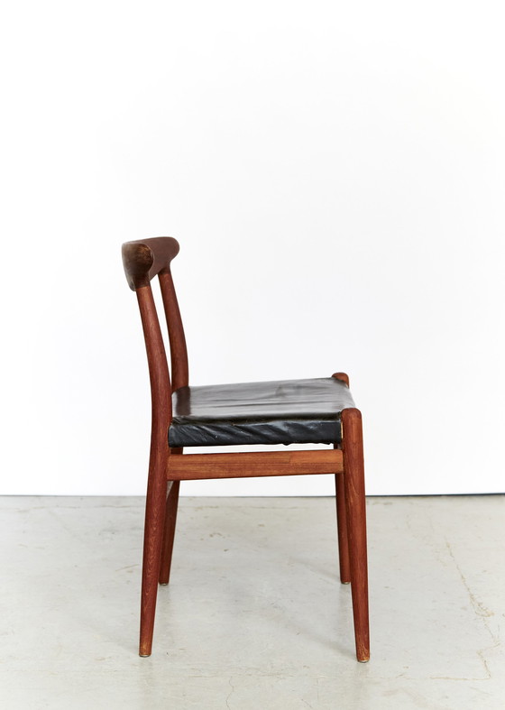 Image 1 of Hans J. Wegner eetkamerstoel W2 voor CMMadsen I set van drie