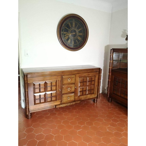 Vintage mahonie dressoir met 2 deuren en 3 laden, 1930