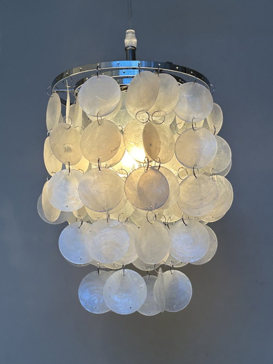 Image 1 of Capiz Schelpen Hanglamp Parelmoer Chrome Frame
