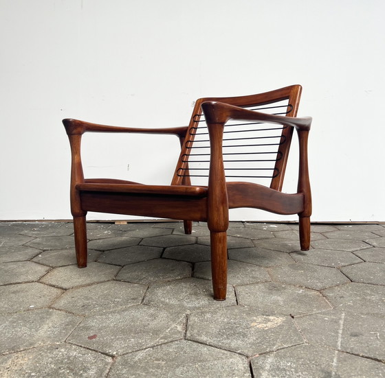 Image 1 of Deense design fauteuil met bouclé kussens, 1970's