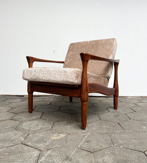 Deense design fauteuil met bouclé kussens, 1970's