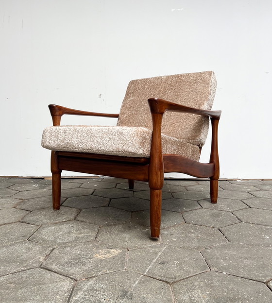 Image 1 of Deense design fauteuil met bouclé kussens, 1970's