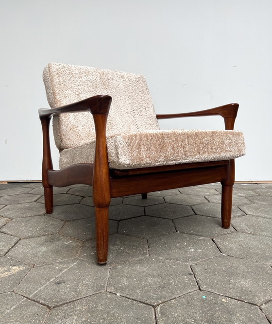 Image 1 of Deense design fauteuil met bouclé kussens, 1970's