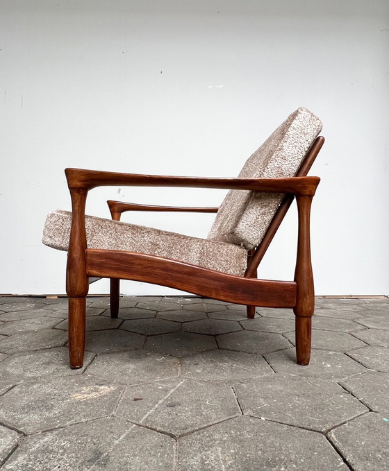 Image 1 of Deense design fauteuil met bouclé kussens, 1970's