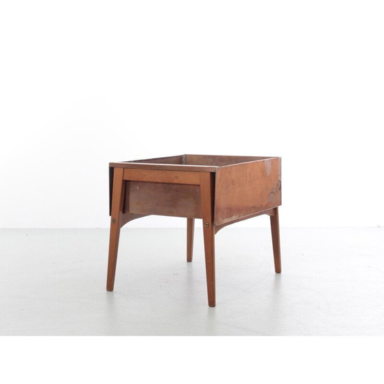 Image 1 of Scandinavische vintage plantenbak van beukenhout en koper