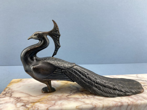 Image 1 of Set Art Deco Boekensteunen Met Pauwen