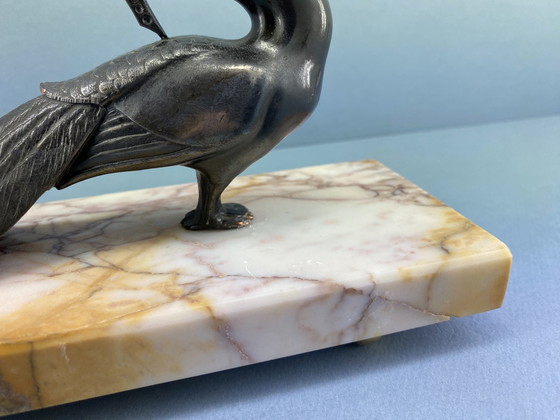 Image 1 of Set Art Deco Boekensteunen Met Pauwen