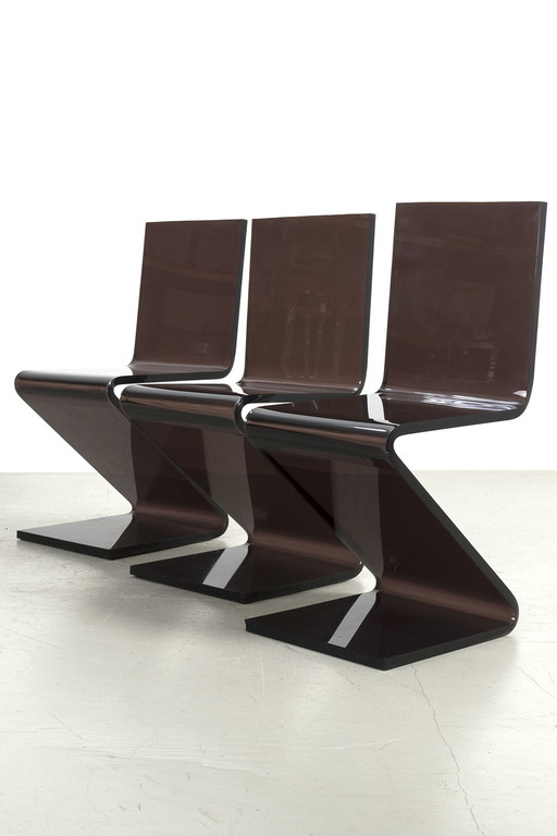 3x Vintage plexiglazen Z-stoelen, set