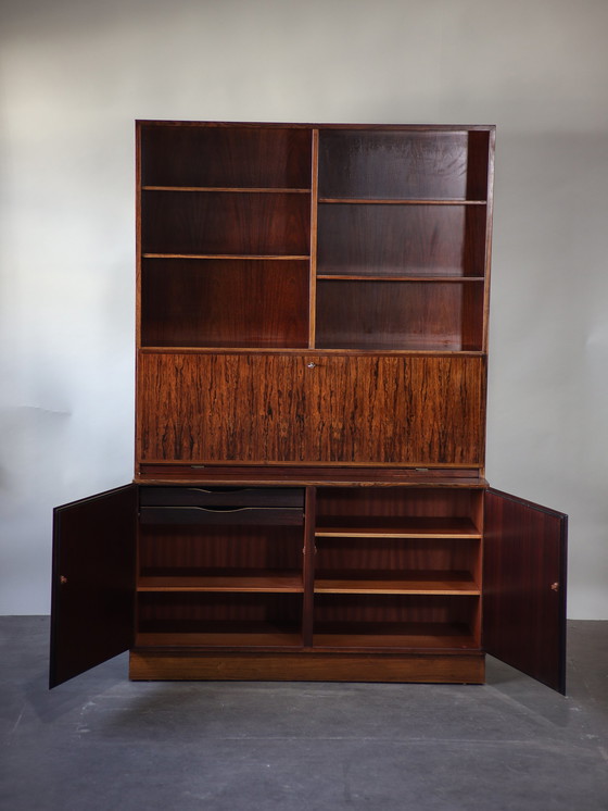 Image 1 of Omann Jun secretaire boekenkast palissander 1960s