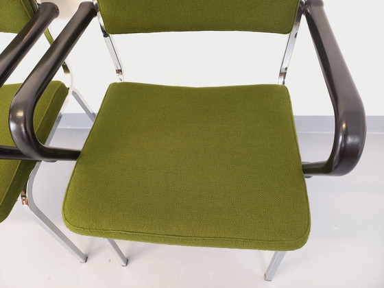 Image 1 of Paar Vintage 70's stoffen en chromen fauteuils