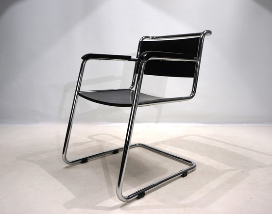 Image 1 of Set van 4 vrijdragende Bauhaus eetkamerstoelen, 1980