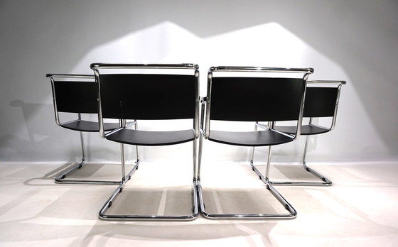 Image 1 of Set van 4 vrijdragende Bauhaus eetkamerstoelen, 1980