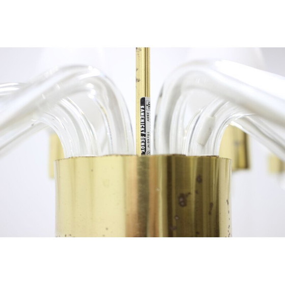 Image 1 of Paar vintage kroonluchters van glas en messing van Kamenický Šenov, Tsjecho-Slowakije 1960