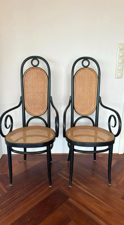 2x Thonet Stoelen 207Rf Lange Jan Met Leuning