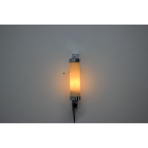 Vintage wandlamp van glas en metaal, Tsjecho-Slowakije 1930