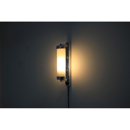Vintage wandlamp van glas en metaal, Tsjecho-Slowakije 1930