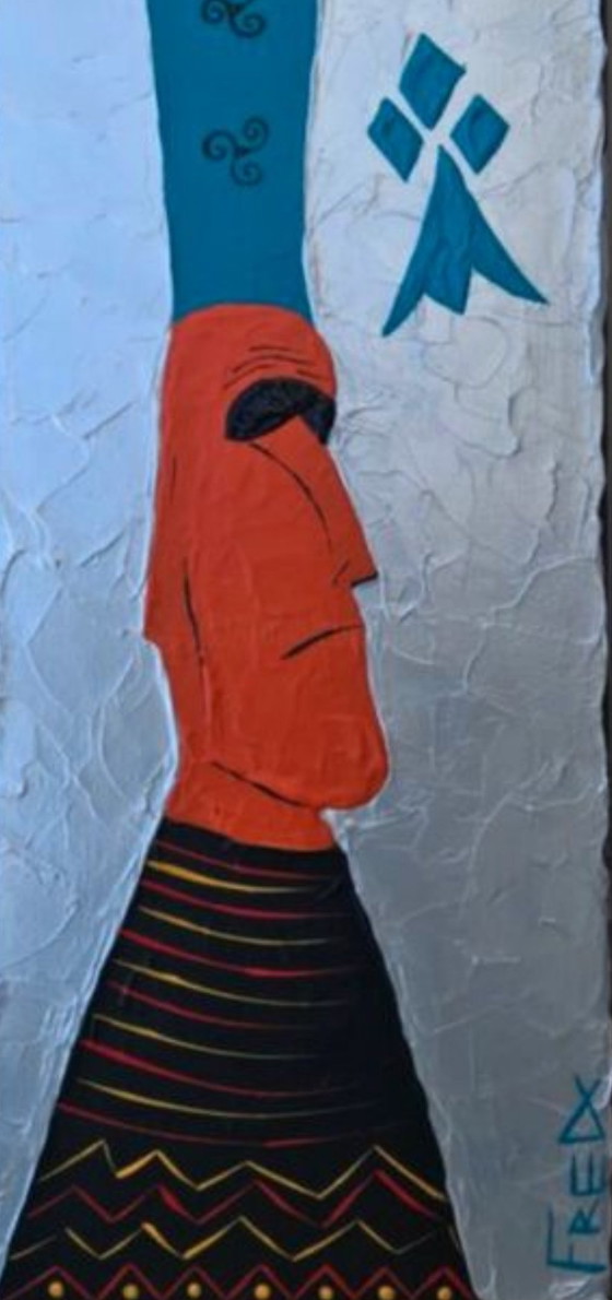 Image 1 of Moai. Acryl door Frédéric Cadiou