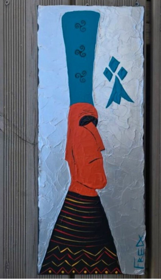 Image 1 of Moai. Acryl door Frédéric Cadiou